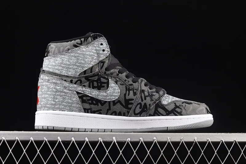 All categories Air Jordan Jordan series basketball shoes Air Jordan 1 High Air Jordan 1 High OG "Rebellionaire" AJ1 Joe 1 black and gray banned "Rebelionaire" high-top basketball shoes 555088-036